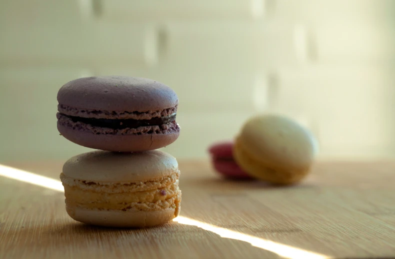 two cookies are stacked on top of each other