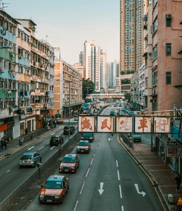 the highway in this asian city is filled with traffic