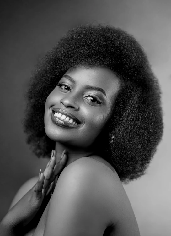 black and white po of a smiling woman