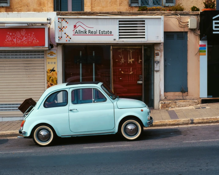 a car parked on the side of a street