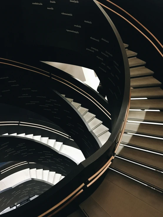close up view of spiral stairs and the floor