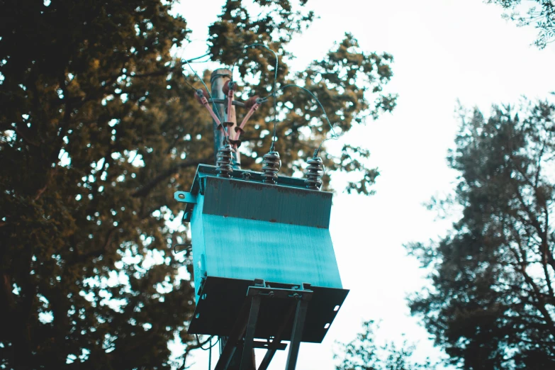 a colorful stand holding a pair of skis on top of it