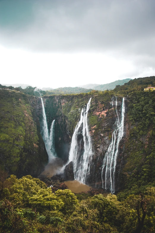 a view of the water fall, from a distance