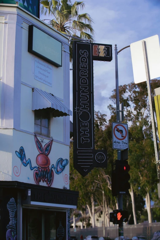 a building with many different signs attached to it