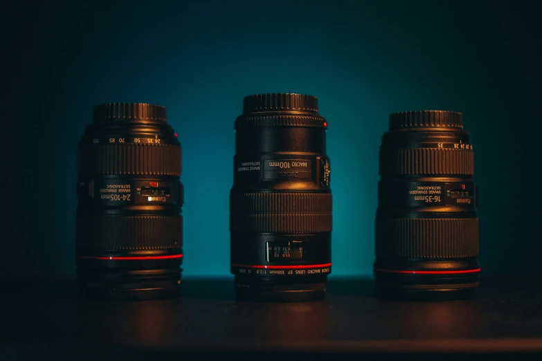 three lenses placed next to each other