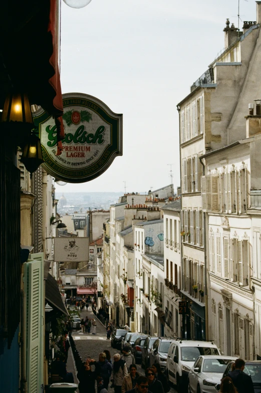 a street with many buildings in a small city