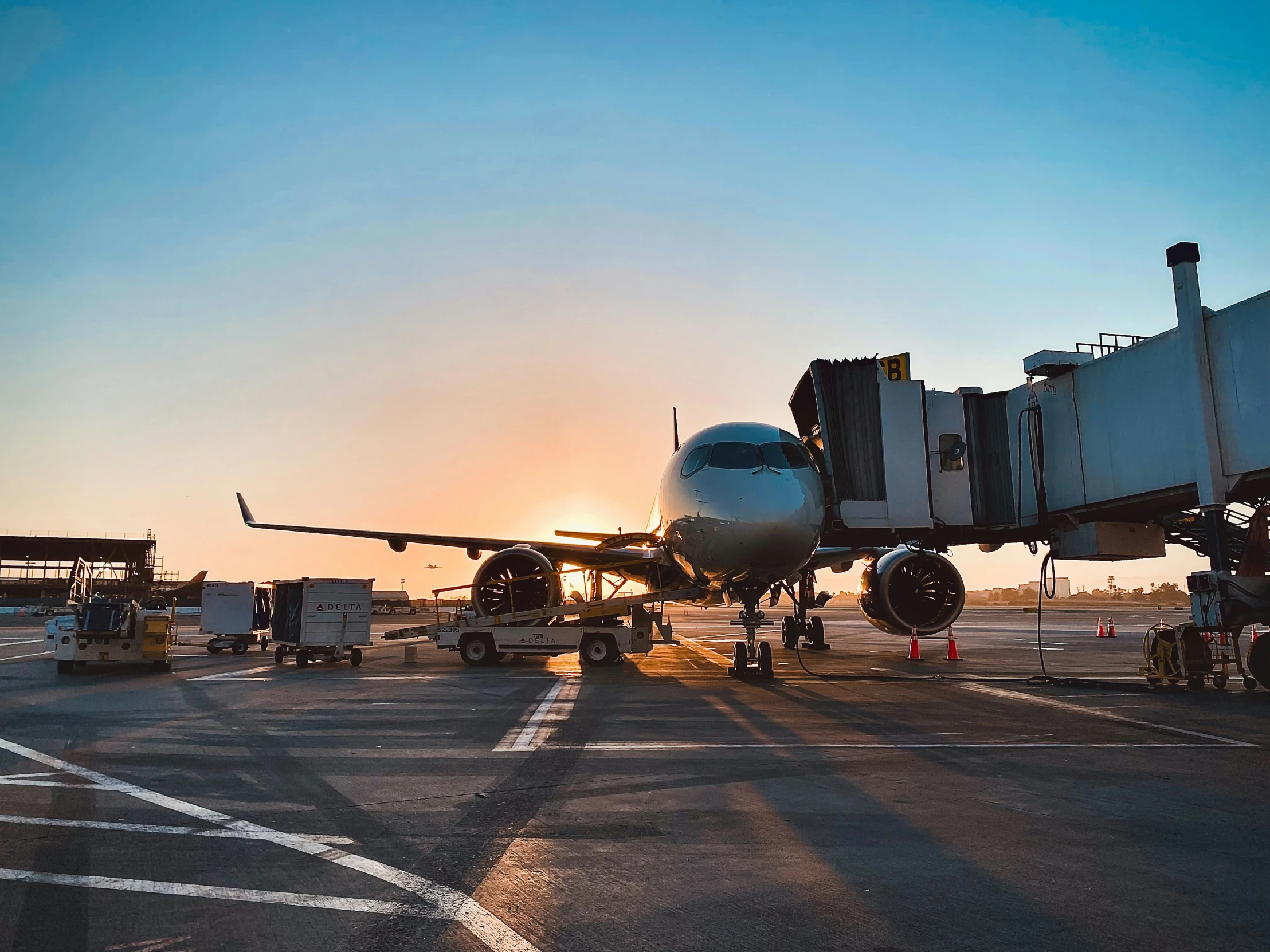 an airplane getting ready to board the plane