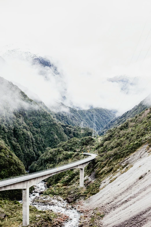 a winding road with multiple lanes and mountains