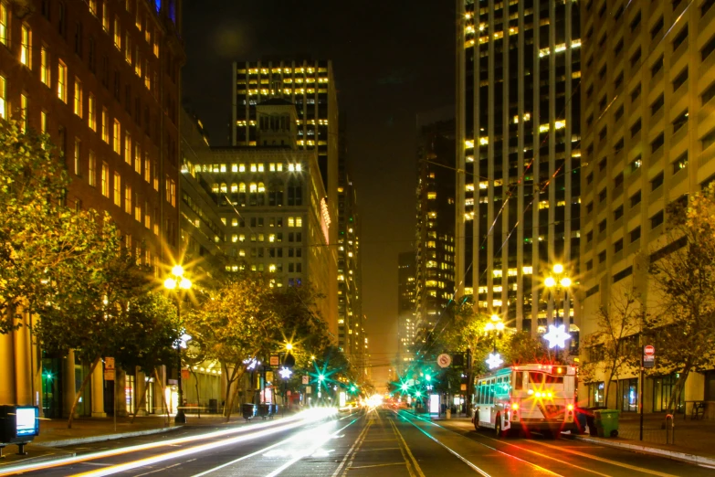 an image of street at night in the city