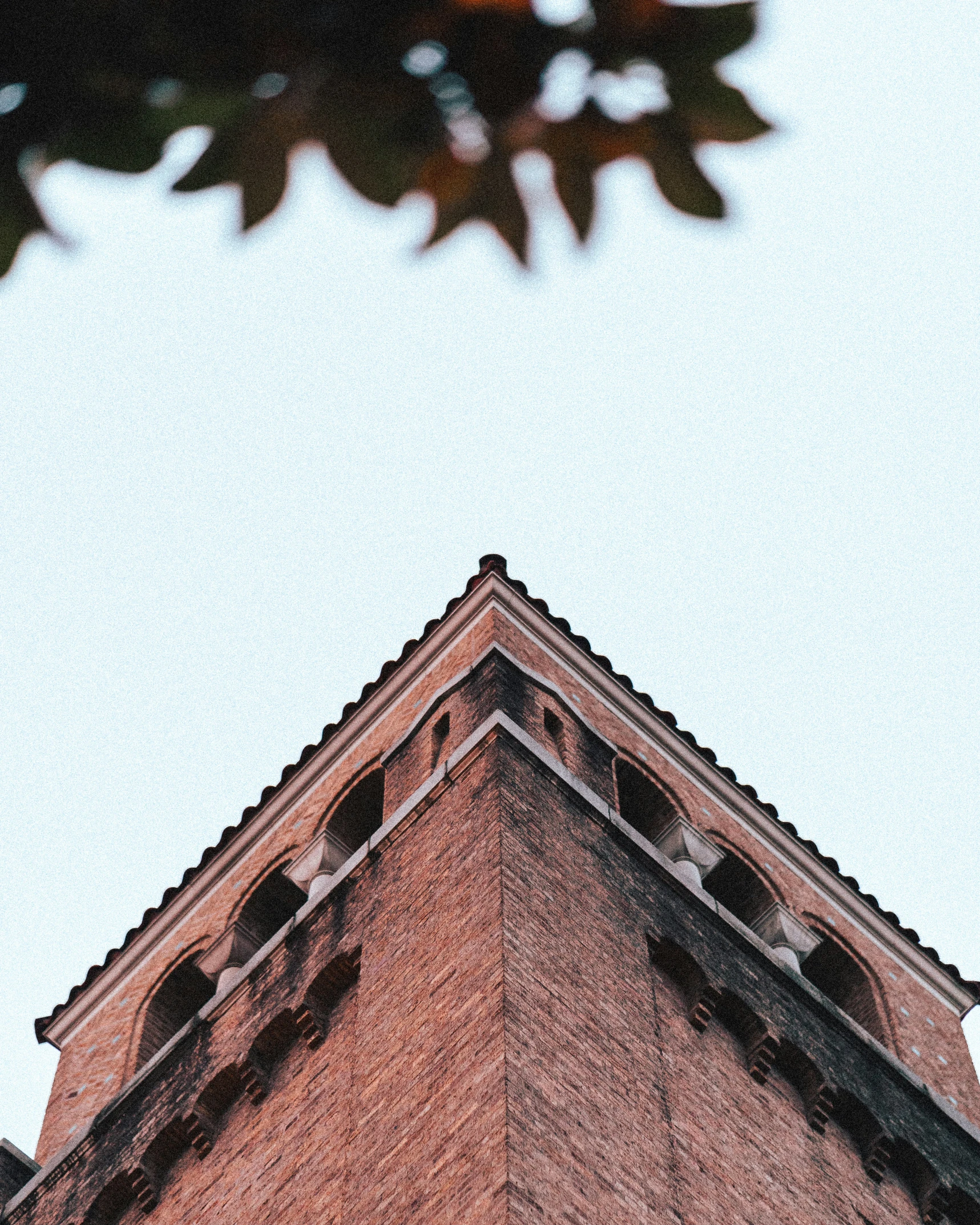 an abstract image of a clock tower on a clear day