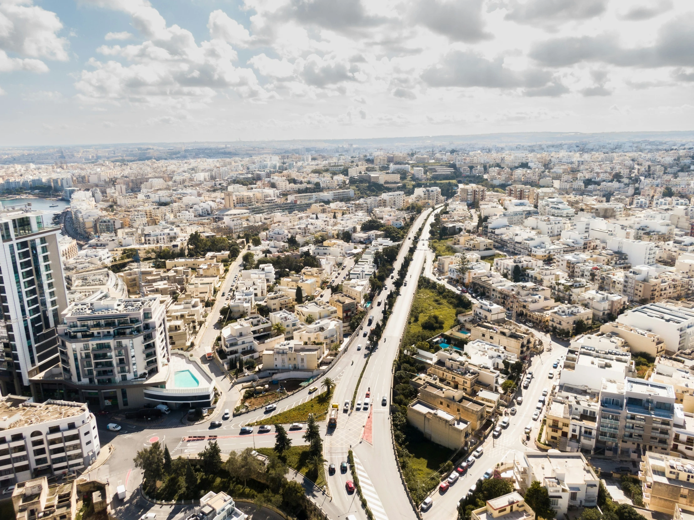 an aerial view of the city taken from above