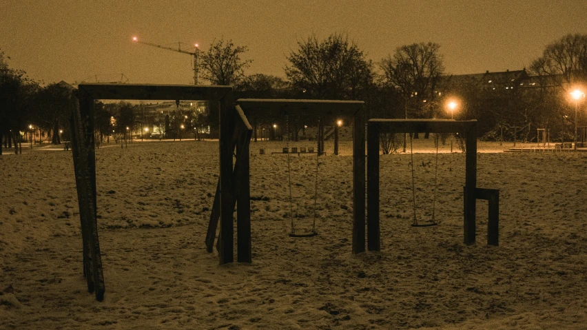 an empty park has some kind of thing on it