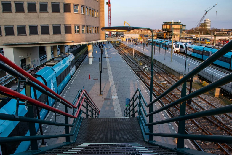 the train station has rails made of metal