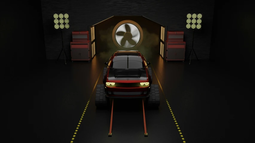 an image of a vehicle driving in a dark tunnel