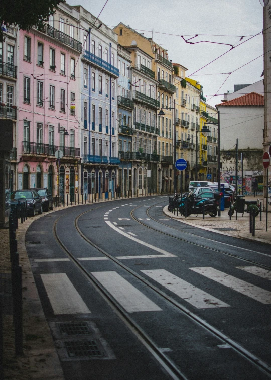 this is a road surrounded by various buildings