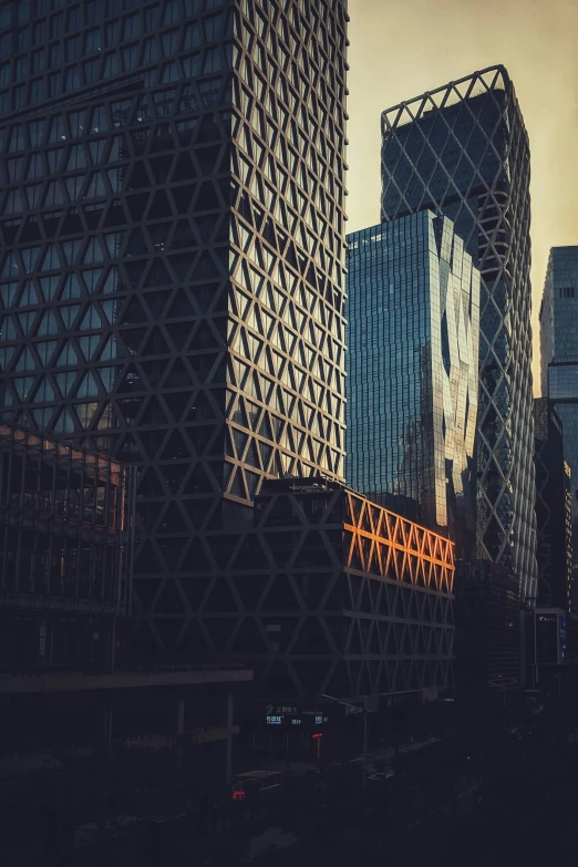 a view of some buildings from across the street