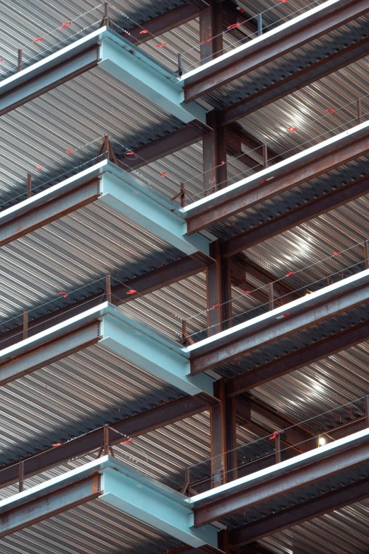 an air filled building that has several metal stair bars attached to it