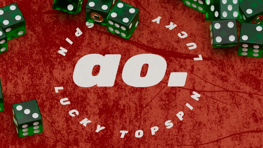 several green and white dice sitting on top of a red backdrop