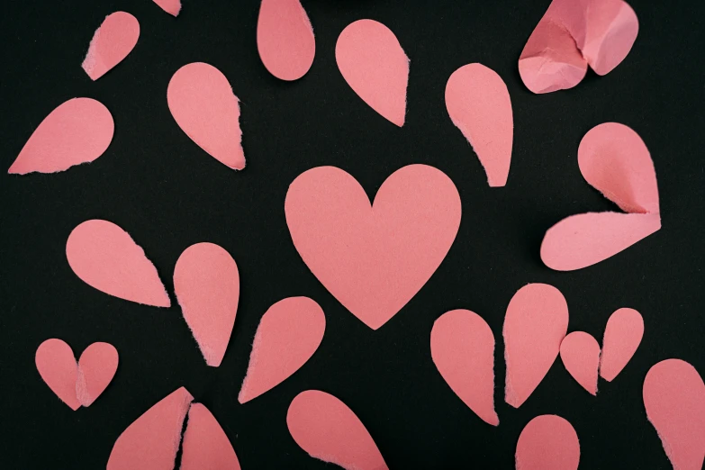 the pink hearts are cut out of paper