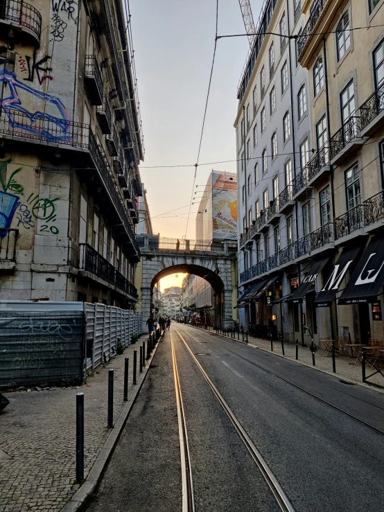 the street is empty, but not very busy