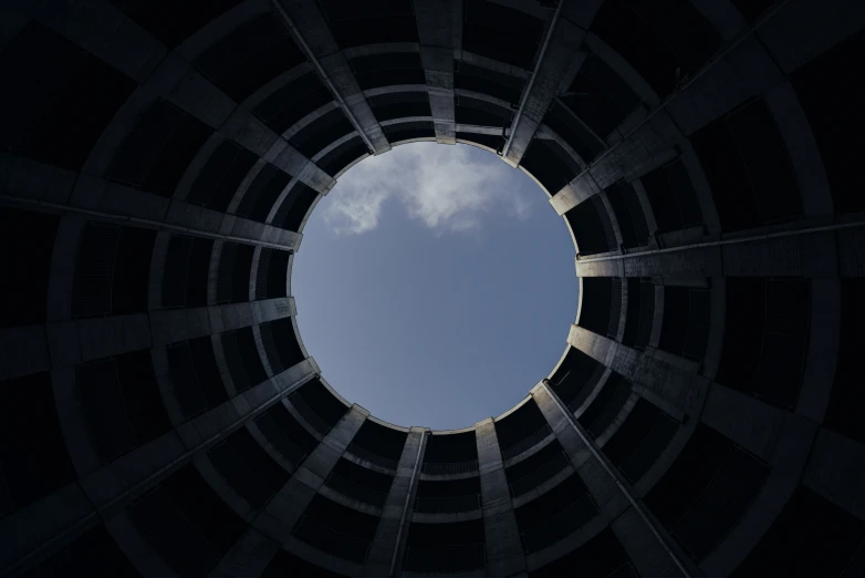 a round object on the inside of a building