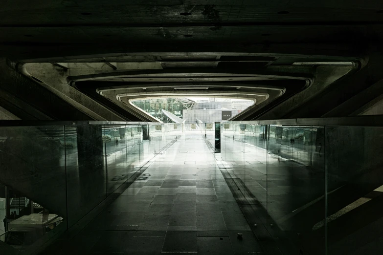 a long tunnel that is lit by light