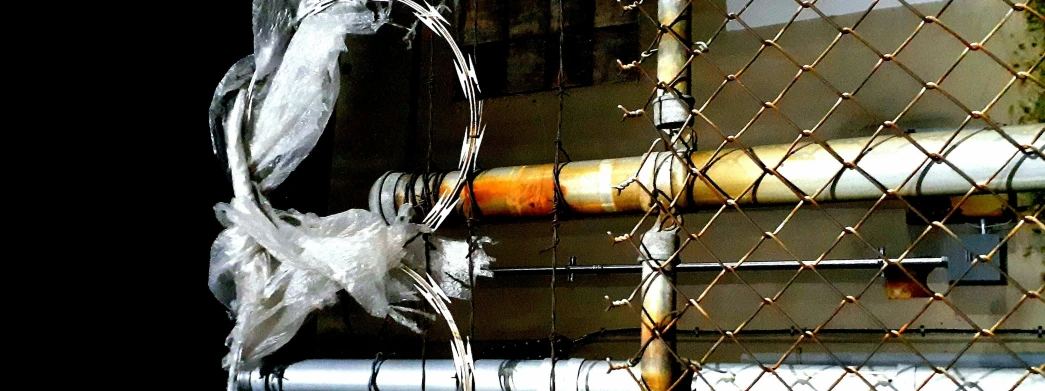 a bird sitting on top of a metal fence