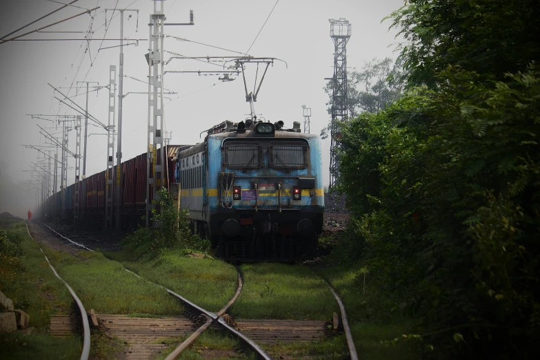 an image of a train going through the country