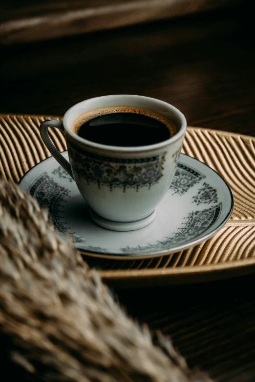 a coffee cup is sitting on a saucer