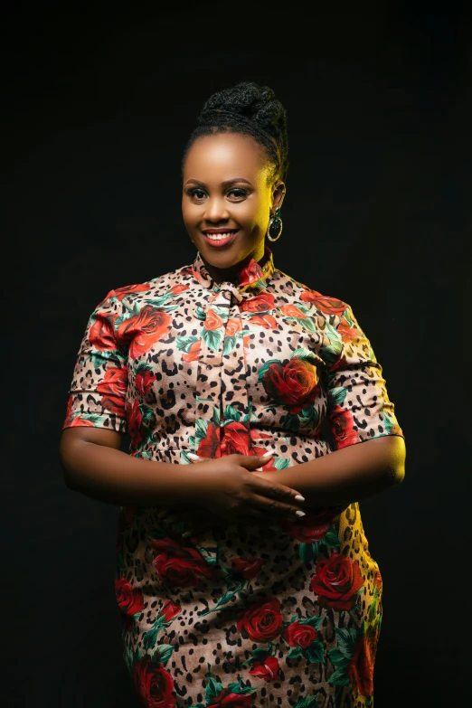 a woman is posing in her african fashion