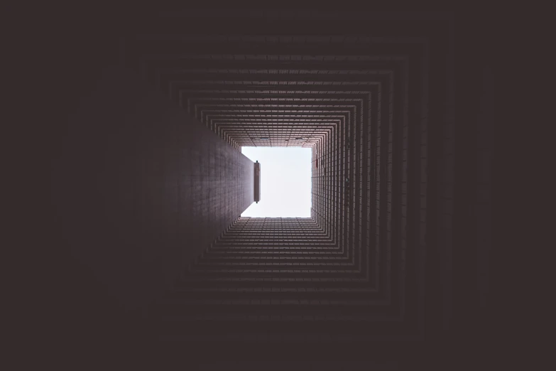 the center of a square ceiling filled with bricks