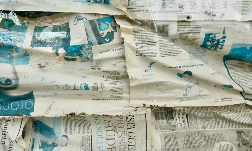 the newspapers on top of each other are strewn on