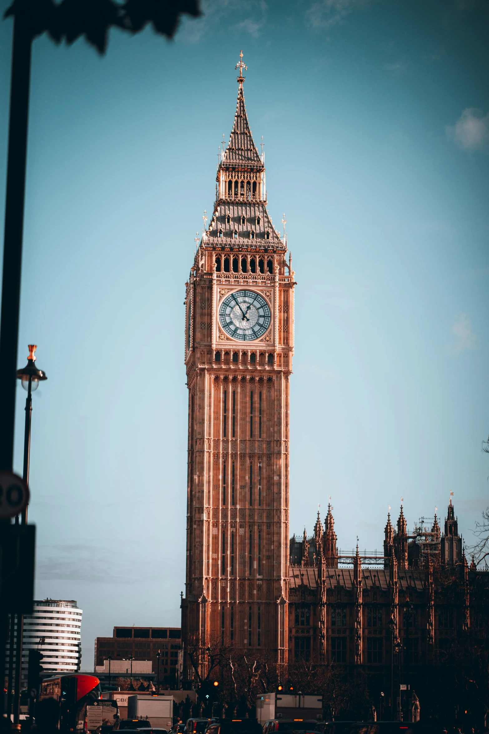 big ben is seen in the distance from other buildings