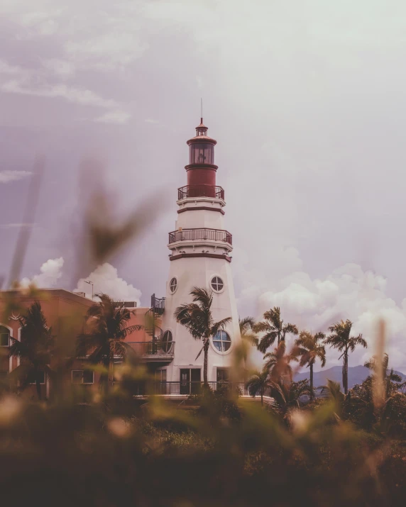 this is a picture of an old lighthouse on land