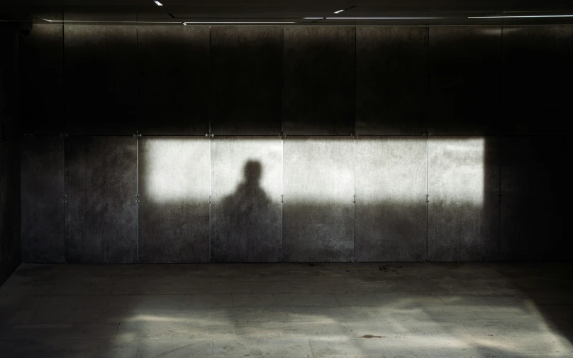 the shadow of a person standing in an empty space