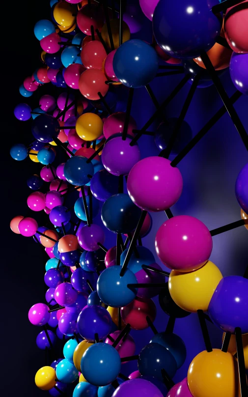 a large amount of colorful balloons are attached to the ceiling