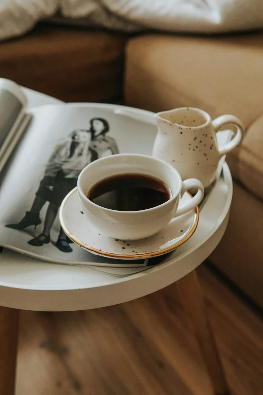 there is an open book and a cup of coffee on a table