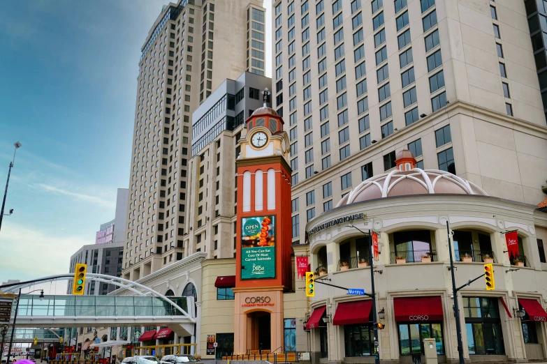 this is an image of a clock tower in the middle of the city