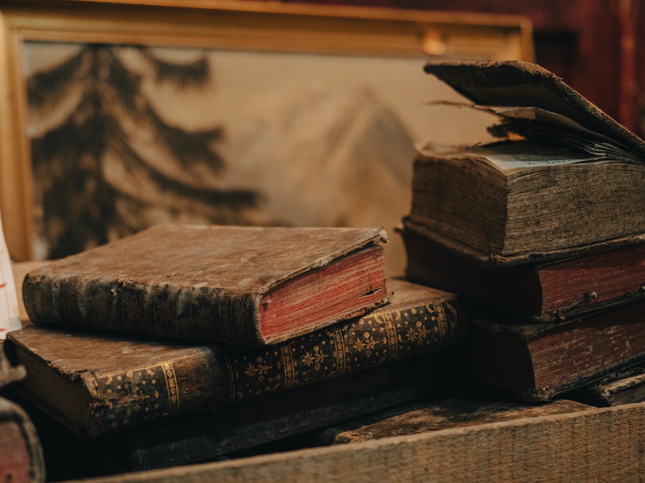 a pile of books sitting on top of each other