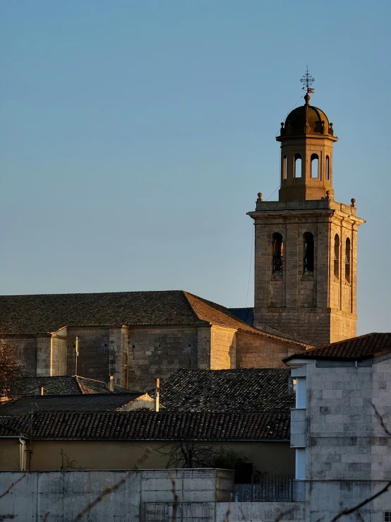 the old buildings have towers and towers on them