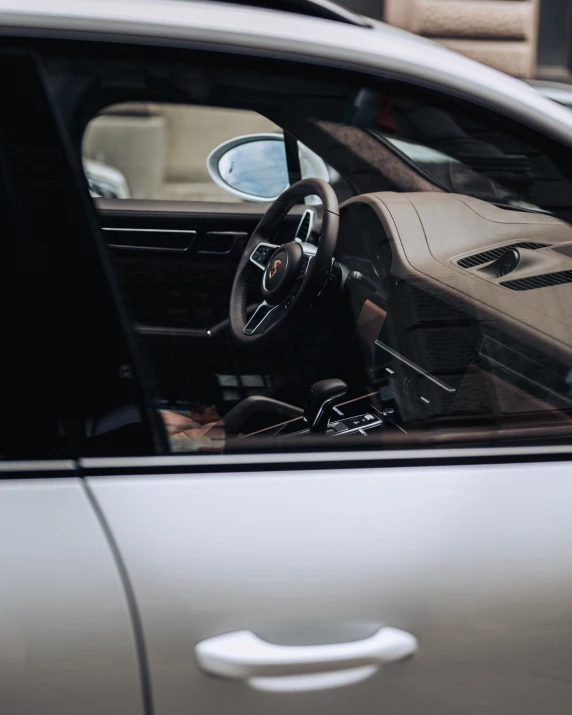 the side view window and dashboard of a car