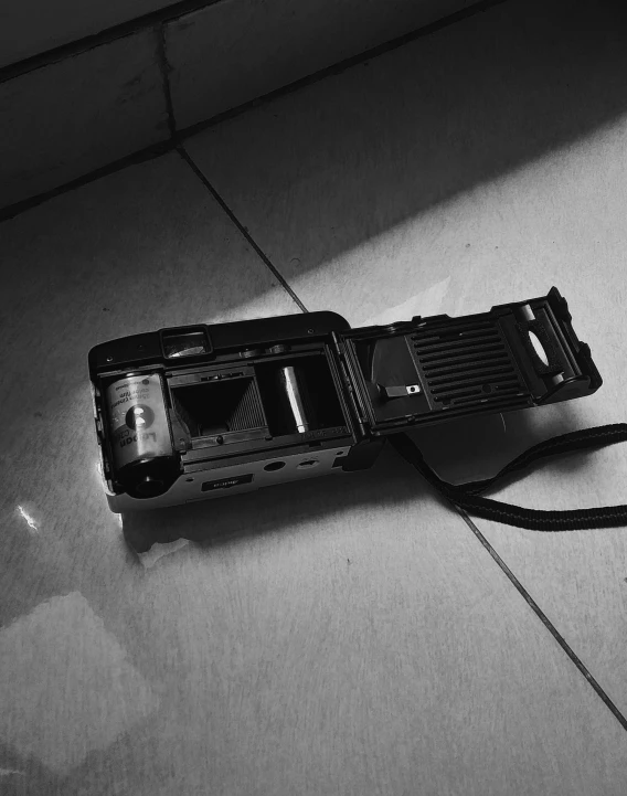 a black and white po of a camera