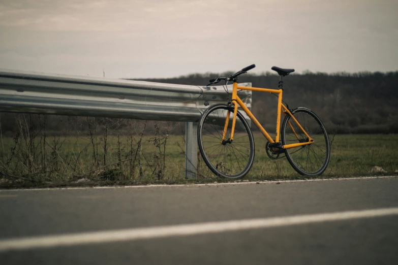 a bike parked in front of an overhanging fence