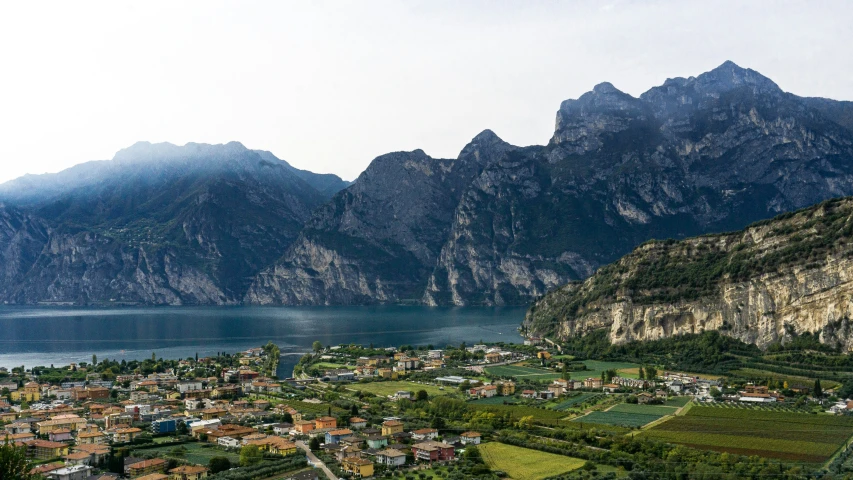 a view of some large mountains and a body of water