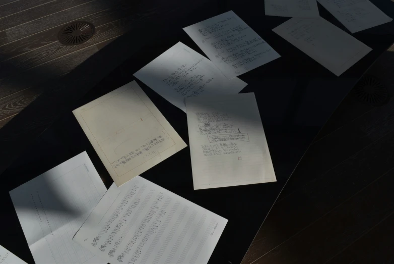 the group of notes are left on the floor