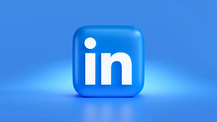 the linked logo is displayed on a blue background