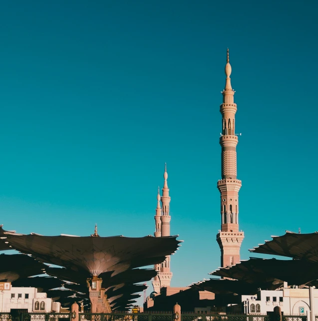 an arabic architecture with blue skies