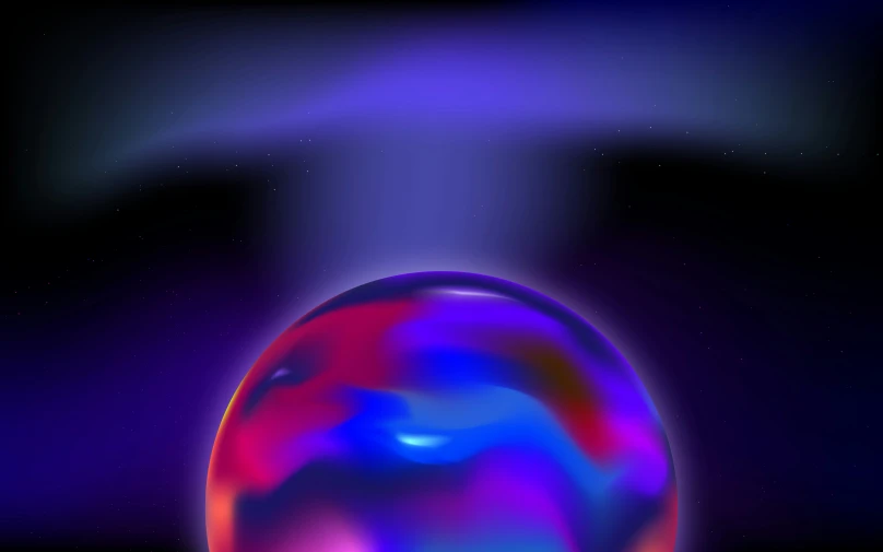 an orange and purple sphere on a black background