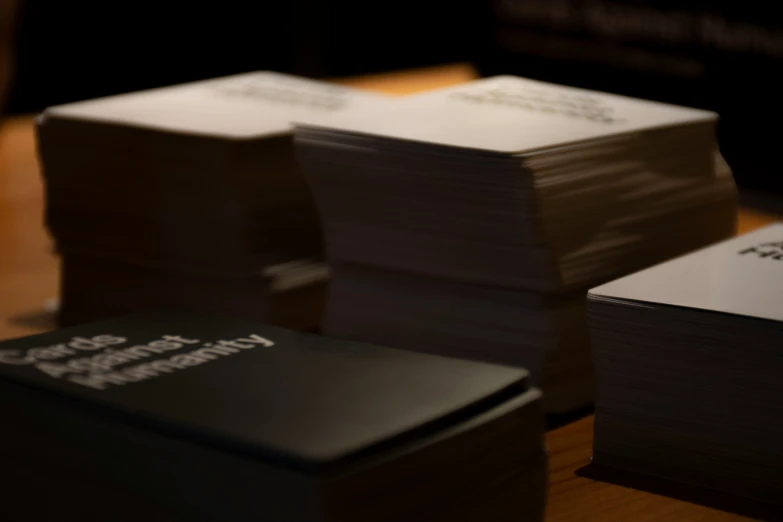a close up of many business cards stacked up