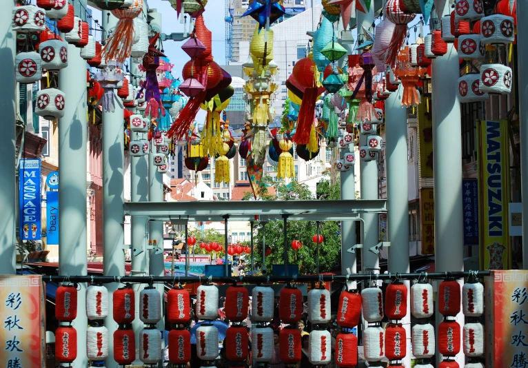 some kind of colorful display with chinese signs